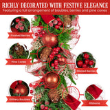 Christabelle 100cm Christmas Garland Lush Green Decor with Red Berries & Cones - Rear View