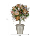 Christabelle 36cm Christmas Tabletop Topiary with Jewelled Baubles and Pine Cone