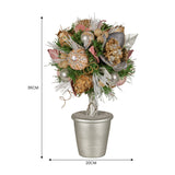 Christabelle 36cm Christmas Tabletop Topiary with Jewelled Baubles and Pine Cone - Top-Down View
