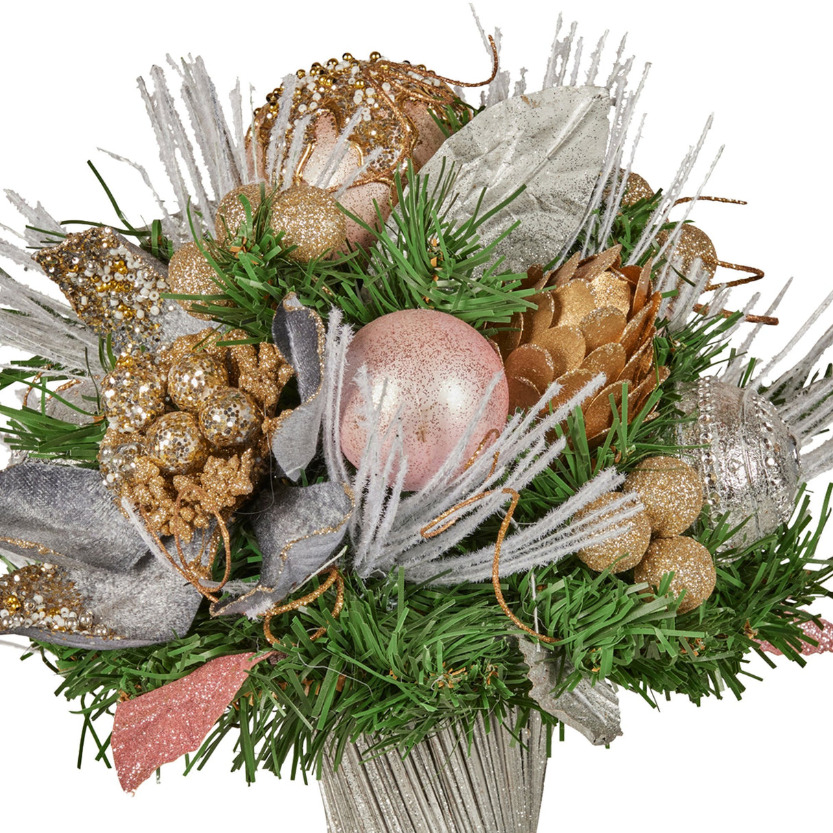 Christabelle 33cm Christmas Bouquet Pre Decorated Holiday Floral Arrangement w/Jewelled Baubles
