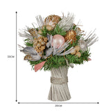 Christabelle 33cm Christmas Bouquet Pre Decorated Holiday Floral Arrangement w/Jewelled Baubles - Top-Down View