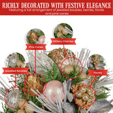 Christabelle 33cm Christmas Bouquet Pre Decorated Holiday Floral Arrangement w/Jewelled Baubles - Rear View