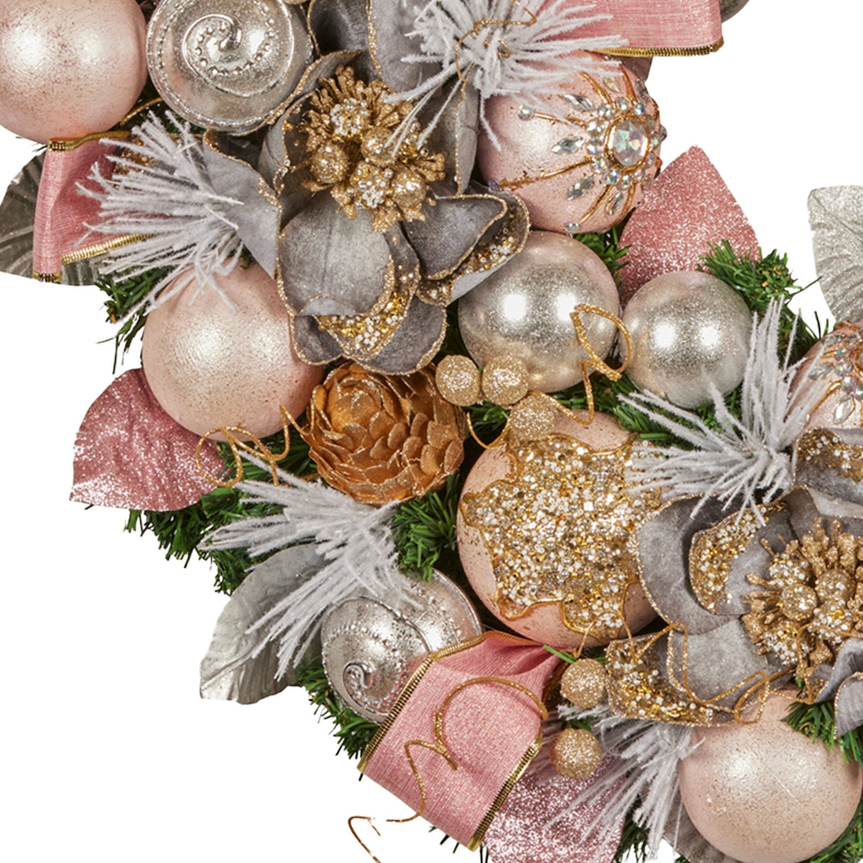 Christabelle 71cm Christmas Wreath Lush Green Holiday Door Wreath w/Jewelled Baubles, Foliage,