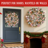 Christabelle 71cm Christmas Wreath Lush Green Holiday Door Wreath w/Jewelled Baubles, Foliage, - Close-Up Angle