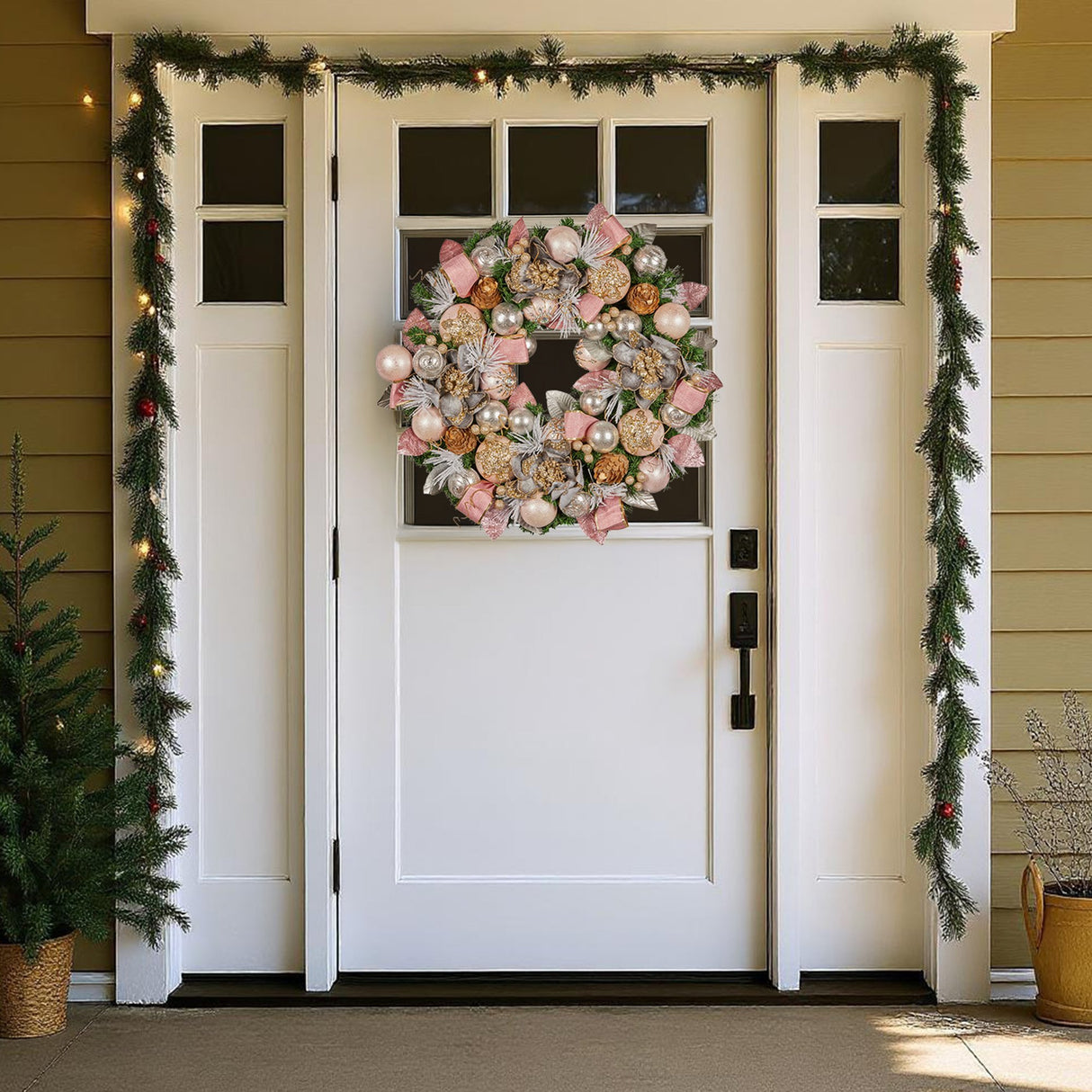 Christabelle 71cm Christmas Wreath Lush Green Holiday Door Wreath w/Jewelled Baubles, Foliage,