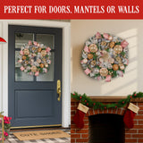 Christabelle 56cm Christmas Wreath Lush Green Holiday Door Wreath w/Jewelled Baubles, Foliage, - Close-Up Angle