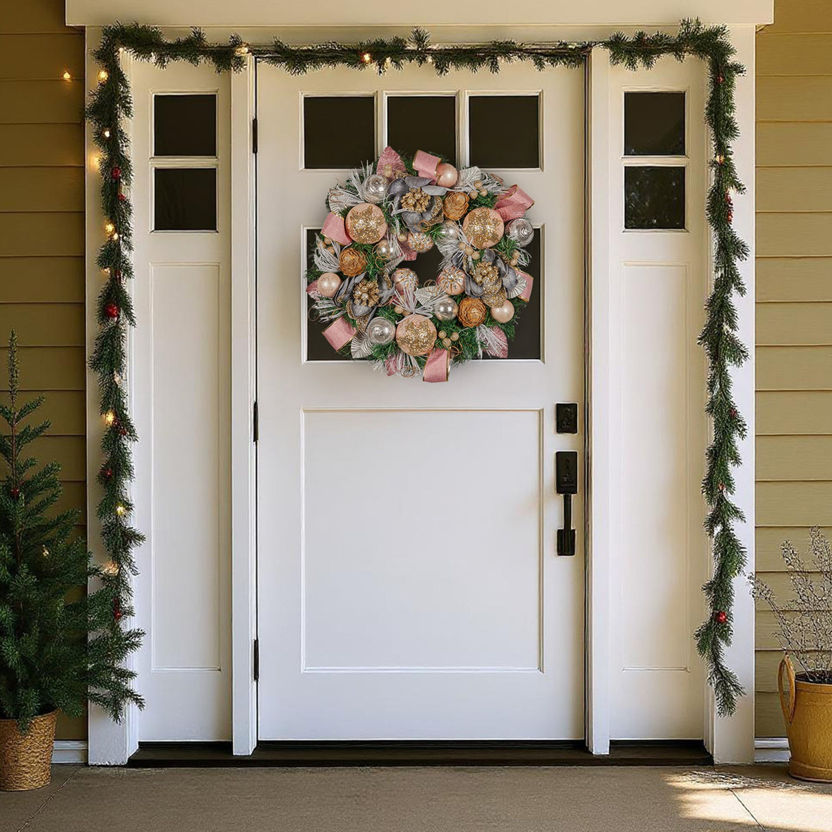 Christabelle 56cm Christmas Wreath Lush Green Holiday Door Wreath w/Jewelled Baubles, Foliage,
