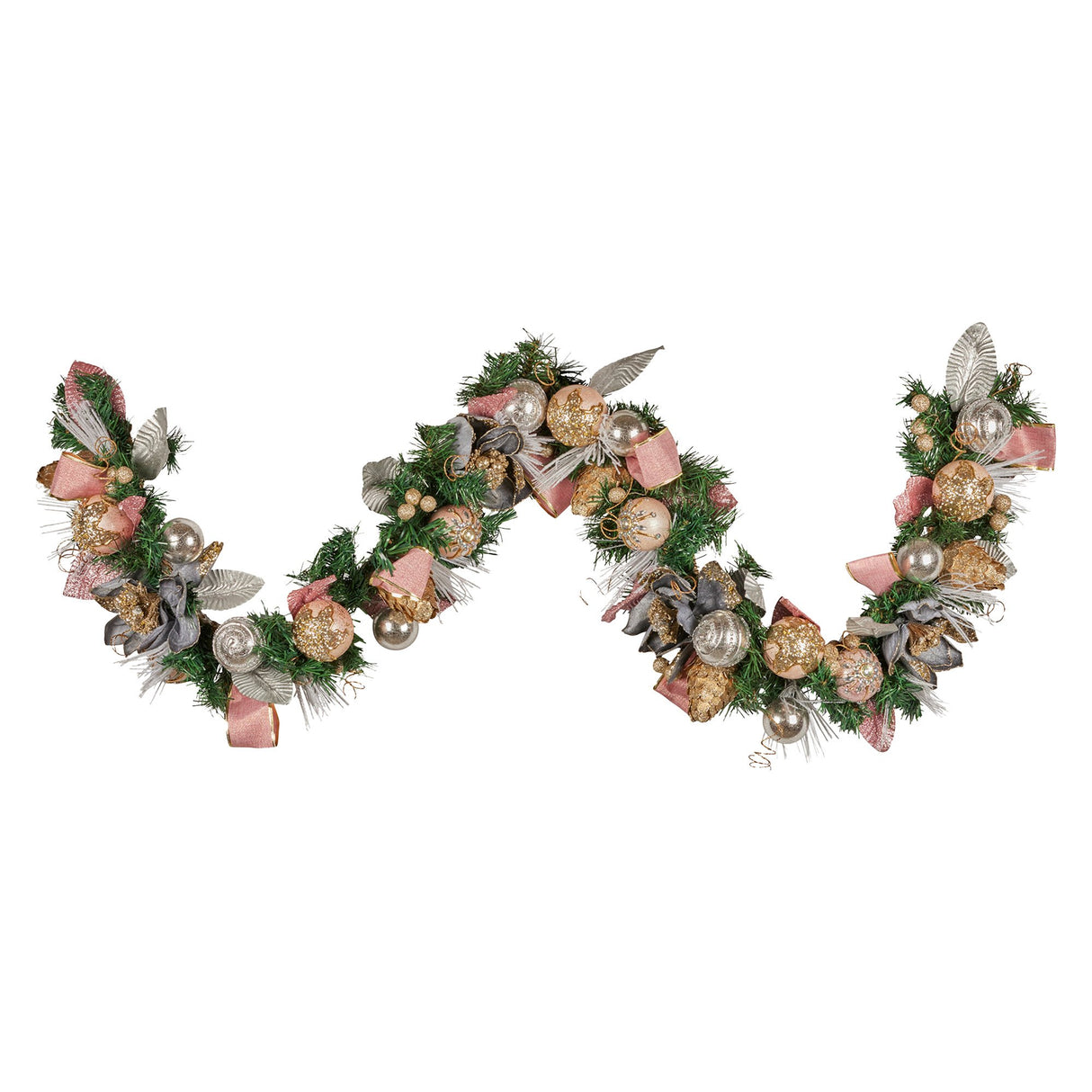 Christabelle 185cm Christmas Garland Lush Green Holiday Door Garland w/Jewelled Baubles, Flower