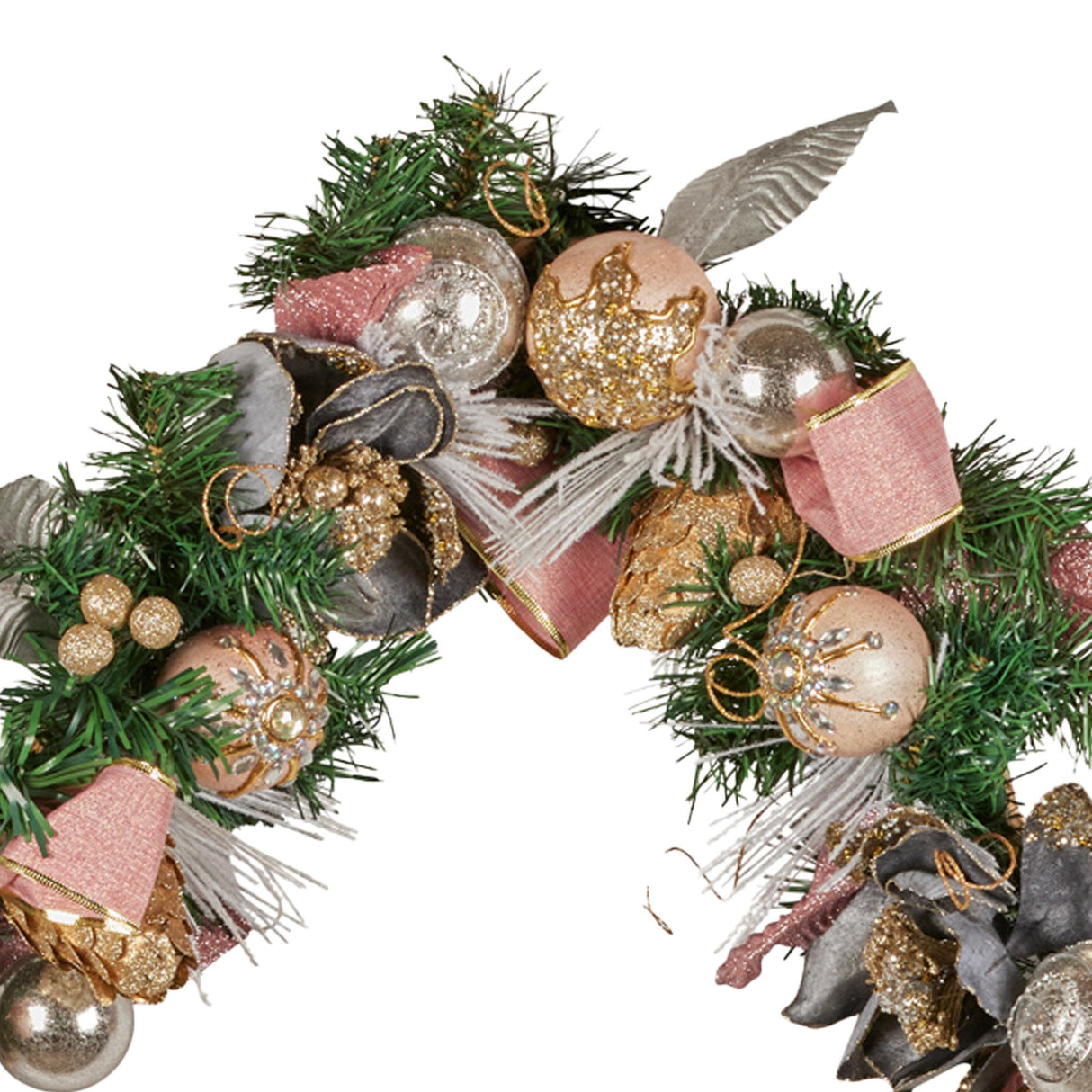 Christabelle 185cm Christmas Garland Lush Green Holiday Door Garland w/Jewelled Baubles, Flower