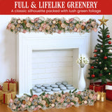 Christabelle 100cm Christmas Garland Lush Green Holiday Door Garland w/Jewelled Baubles & Berri - 45-Degree Angle