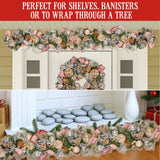 Christabelle 100cm Christmas Garland Lush Green Holiday Door Garland w/Jewelled Baubles & Berri - Close-Up Angle
