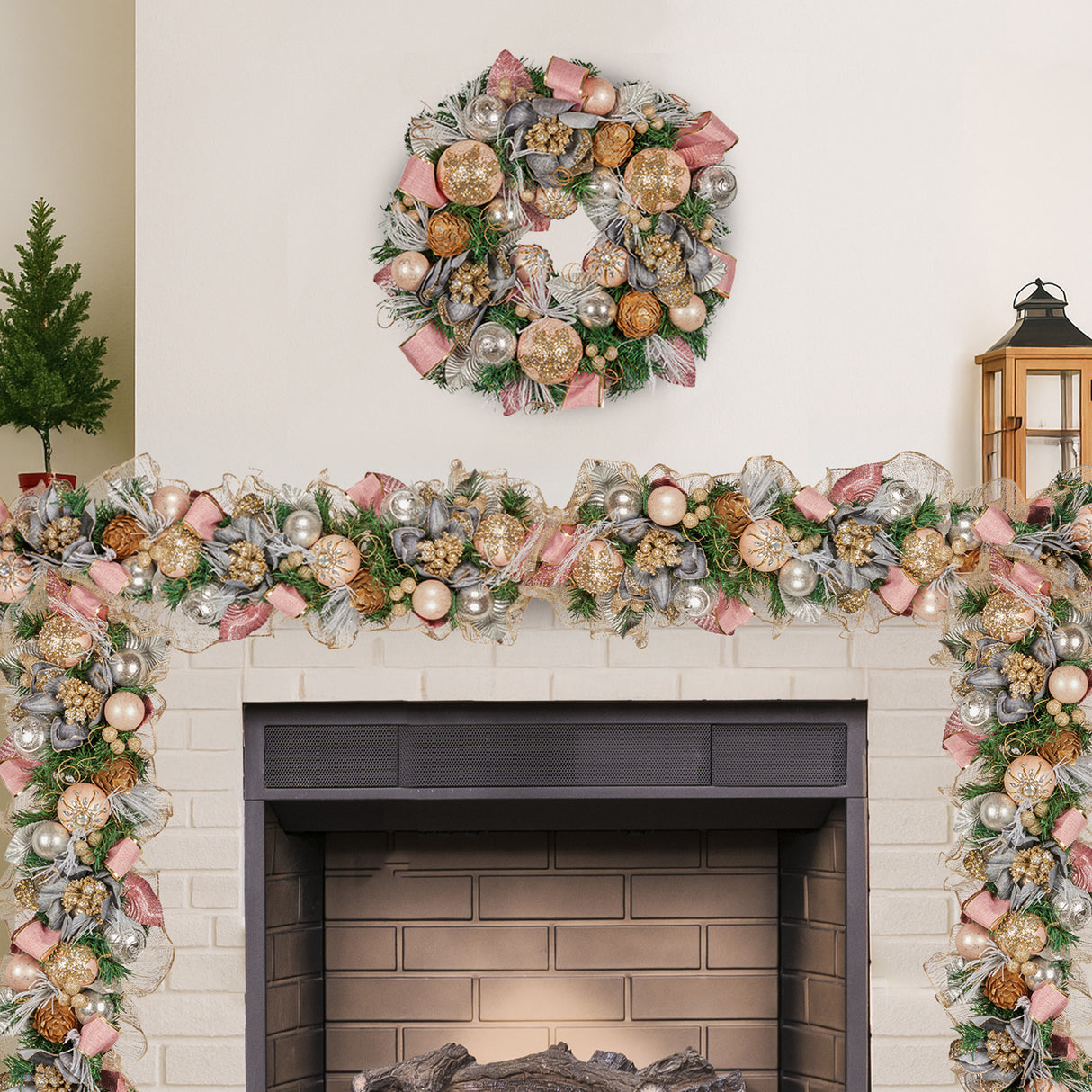 Christabelle 100cm Christmas Garland Lush Green Holiday Door Garland w/Jewelled Baubles & Berri
