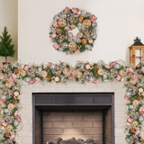 Christabelle 100cm Christmas Garland Lush Green Holiday Door Garland w/Jewelled Baubles & Berri - Low Angle