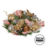Christabelle 26cm Christmas Centrepiece Lush Green Holiday w/Jewelled Baubles, Foliage, Flowers - Top-Down View