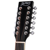 Alpha 42 Inch Acoustic Guitar 12 Strings w/ Equaliser Electric Output Jack Black - Side View