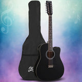 Alpha 42 Inch Acoustic Guitar 12 Strings w/ Equaliser Electric Output Jack Black - Top-Down View