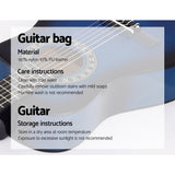 Alpha 34 Inch Classical Guitar Wooden Body Nylon String Beginner Kids Gift Blue - Rear View