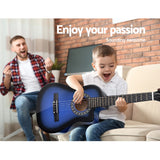 Alpha 34 Inch Classical Guitar Wooden Body Nylon String w/ Stand Beignner Blue - Top-Down View