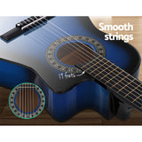 Alpha 34 Inch Classical Guitar Wooden Body Nylon String w/ Stand Beignner Blue - Rear View