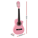 34-Inch Pink Classical Guitar for Beginners - Perfect Wooden Body Nylon String Gift for Kids - Front View