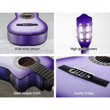 Alpha 34 Inch Classical Guitar Wooden Body Nylon String Beginner Kids Gift Purple - 45-Degree Angle