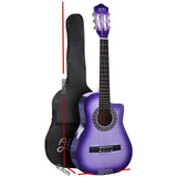 Alpha 34 Inch Classical Guitar Wooden Body Nylon String w/ Stand Beignner Purple - Front View