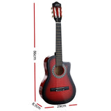 Alpha 34 Inch Classical Guitar Wooden Body Nylon String Beginner Kids Gift Red - Front View