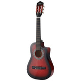 Alpha 34 Inch Classical Guitar Wooden Body Nylon String Beginner Kids Gift Red - Side View