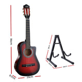 Alpha 34 Inch Classical Guitar Wooden Body Nylon String w/ Stand Beignner Red - Front View
