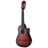 Alpha 34 Inch Classical Guitar Wooden Body Nylon String w/ Stand Beignner Red - Side View