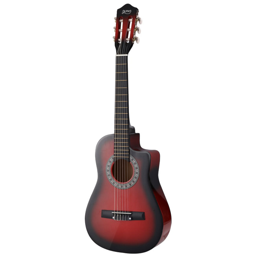 Alpha 34 Inch Classical Guitar Wooden Body Nylon String w/ Stand Beignner Red, image 3
