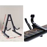 Alpha 38 Inch Acoustic Guitar Wooden Body Steel String Full Size w/ Stand Black - 45-Degree Angle