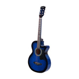 Alpha 38 Inch Acoustic Guitar Wooden Body Steel String Cutaway Blue - Side View