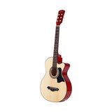 Alpha 38 Inch Acoustic Guitar Wooden Body Steel String Full Size w/ Stand Wood - Front View
