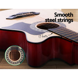 Alpha 38 Inch Acoustic Guitar Wooden Body Steel String Full Size w/ Stand Wood - Close-Up Angle