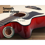 Alpha 38 Inch Acoustic Guitar Wooden Body Steel String Full Size Left Handed - Top-Down View