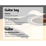 Alpha 38 Inch Acoustic Guitar Wooden Body Steel String Full Size Left Handed - Rear View