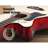 Alpha 38 Inch Acoustic Guitar Wooden Body Steel String w/ Stand Left Handed - Rear View