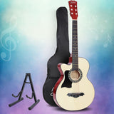 Alpha 38 Inch Acoustic Guitar Wooden Body Steel String w/ Stand Left Handed - Close-Up Angle