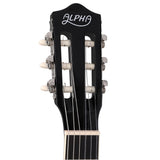 Alpha 39-Inch Beginner Classical Guitar with Wooden Body and Nylon Strings - Black Edition - Side View