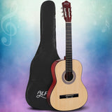 Alpha 39-Inch Classical Guitar for Beginners - Natural Wood Finish with Carry Bag and Extra Strings