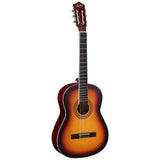 Alpha 39-Inch Beginner Classical Guitar with Wooden Body and Nylon Strings - Sunburst Finish