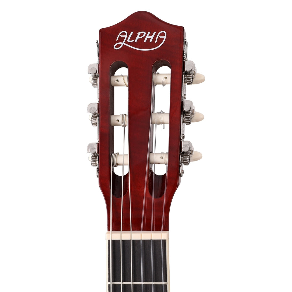 Alpha 39-Inch Beginner Classical Guitar with Wooden Body and Nylon Strings - Sunburst Finish