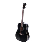 Alpha 41 Inch Acoustic Guitar Wooden Body Steel String Dreadnought Black - Side View