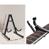 Alpha 41 Inch Acoustic Guitar Wooden Body Steel String Dreadnought Stand Black - Top-Down View