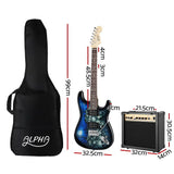 Alpha 41 Inch Electirc Guitar Humbucker Pickup Switch Amplifier Black - Front View