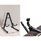 Alpha 41 Inch Acoustic Guitar Equaliser Electric Output Cutaway w/ Stand Black - Side View