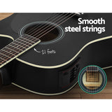 Alpha 41 Inch Acoustic Guitar Equaliser Electric Output Cutaway w/ Stand Black - 45-Degree Angle