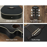 Alpha 41 Inch Acoustic Guitar Equaliser Electric Output Cutaway w/ Stand Black - Rear View