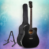 Alpha 41 Inch Acoustic Guitar Equaliser Electric Output Cutaway w/ Stand Black - Low Angle